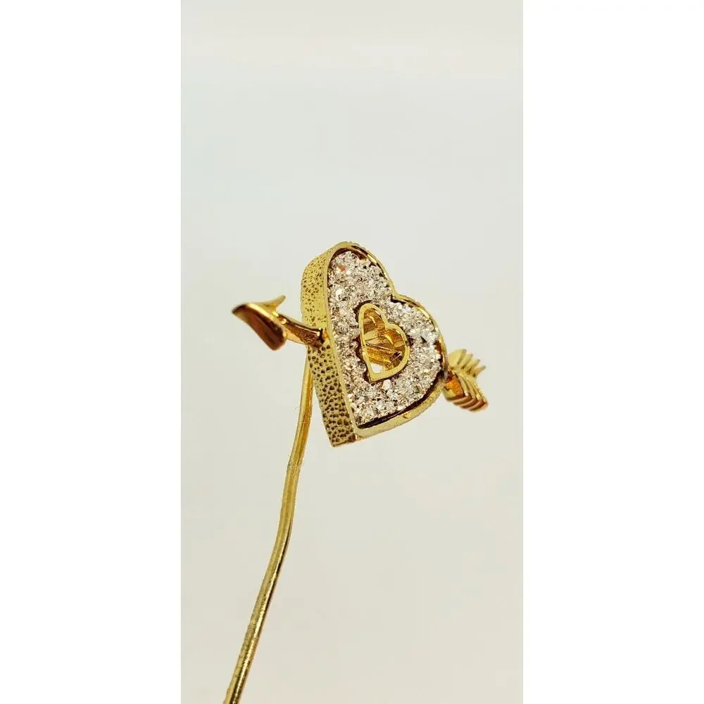 Vintage Franklin Mint 1979 Lover's Heart 24 Kt Gold Over Silver Stick Pin Brooch - Picture 7 of 12